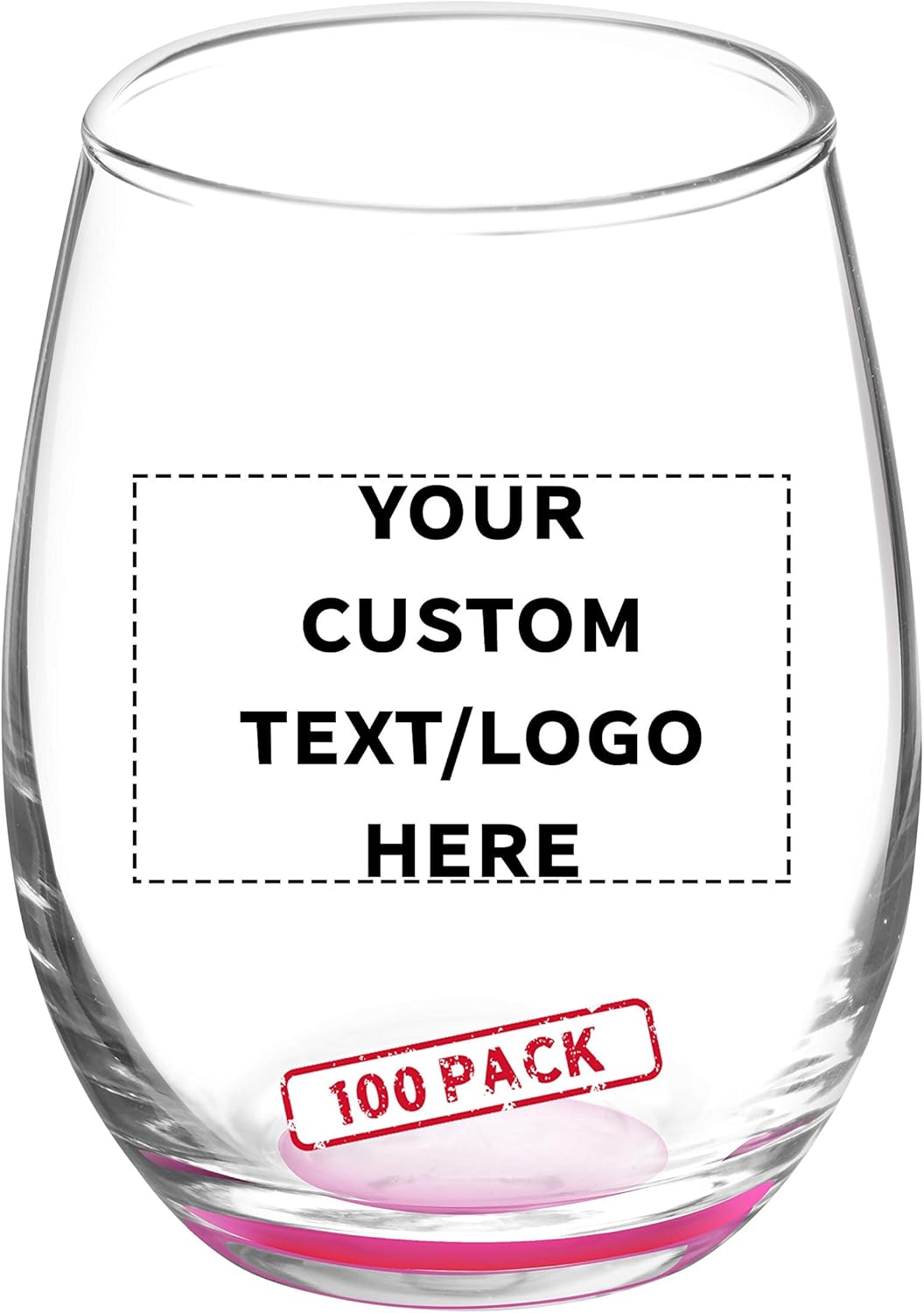 Custom Stemless Wine Glasses by ARC 5.5 oz. Set of 100, Personalized Bulk Pack - Perfect for Hotel, Bar, Restaurant or Lounge - Pink