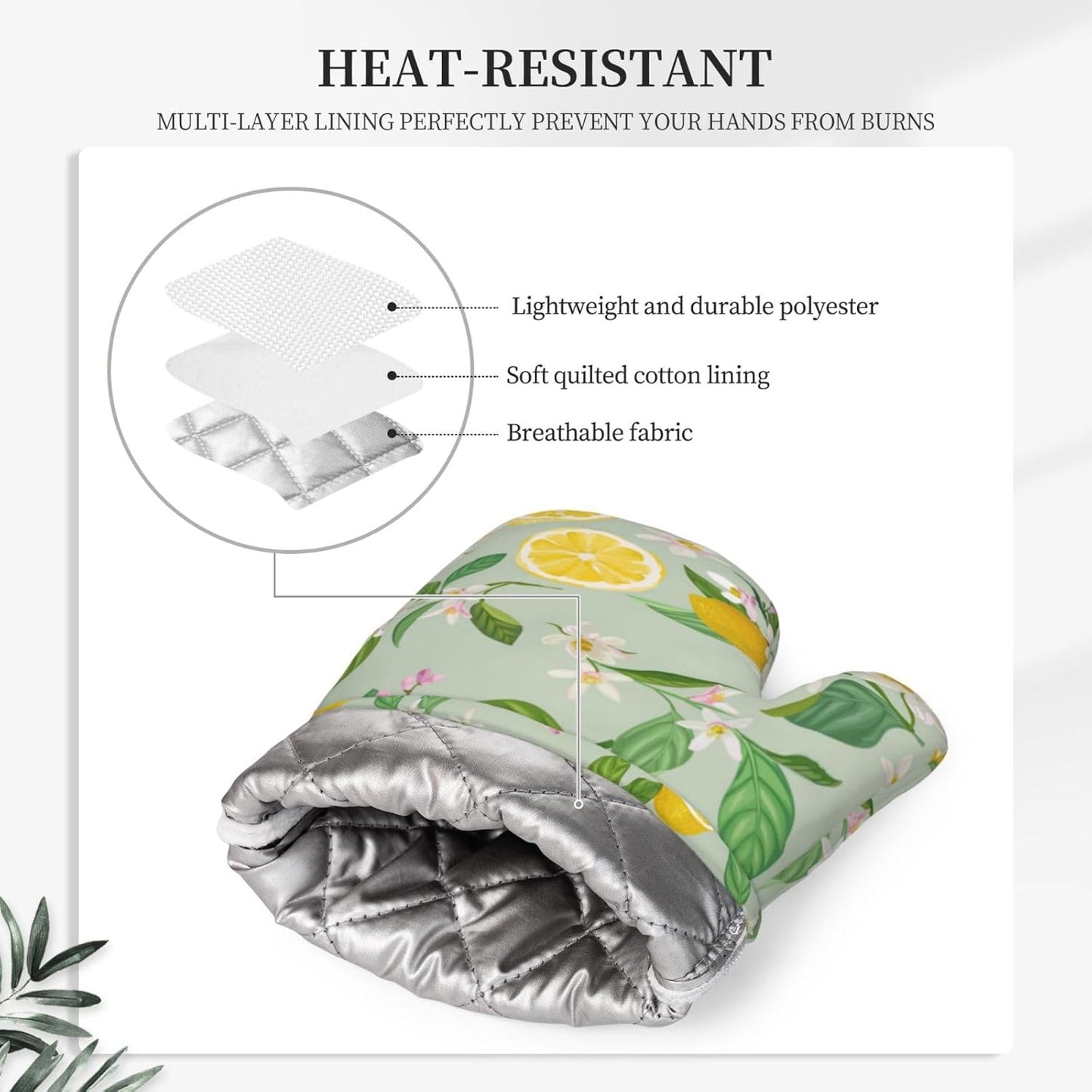 Lemon Oven Mitts Pot Holders Set Silicone Lemon Paper Yellow Citrus Fruit Lemons Kitchen Oven Mitts Heat Resistant Potholders Non-Slip 4pcs Hot Pads and Oven Gloves Sets for Baking,Grilling