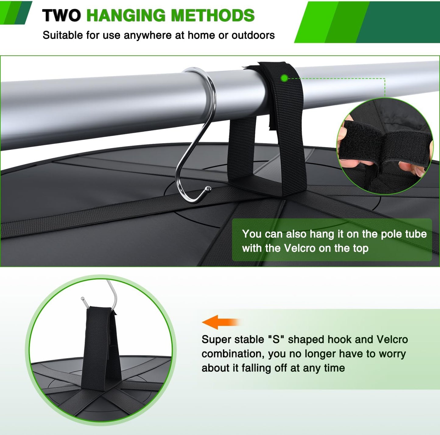 Yesker 8 Layer Herb Drying Rack Hanging Mesh Net Foldable Plant Drying Racks 24" Diameter with Green Zipper & Hook Dryer Hanging Rack for Herbs Seed Bud Fruit Clothes Grow Tent Closets Garden Outdoor