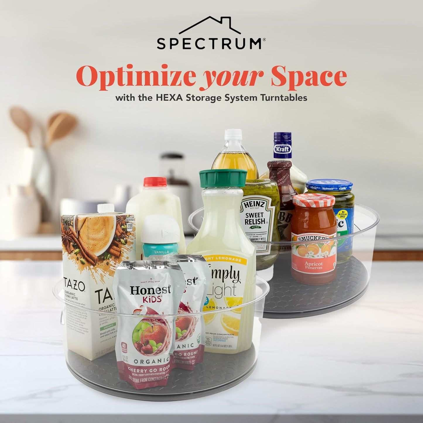 Spectrum Extra Large High Wall Turntable 12.25 in Pack of 2 Charcoal Gray XL Tall Lazy Susan Rotating Organizer for Kitchen Countertop Bath Cabinet Refrigerator Pantry Shelf Under Sink Organization