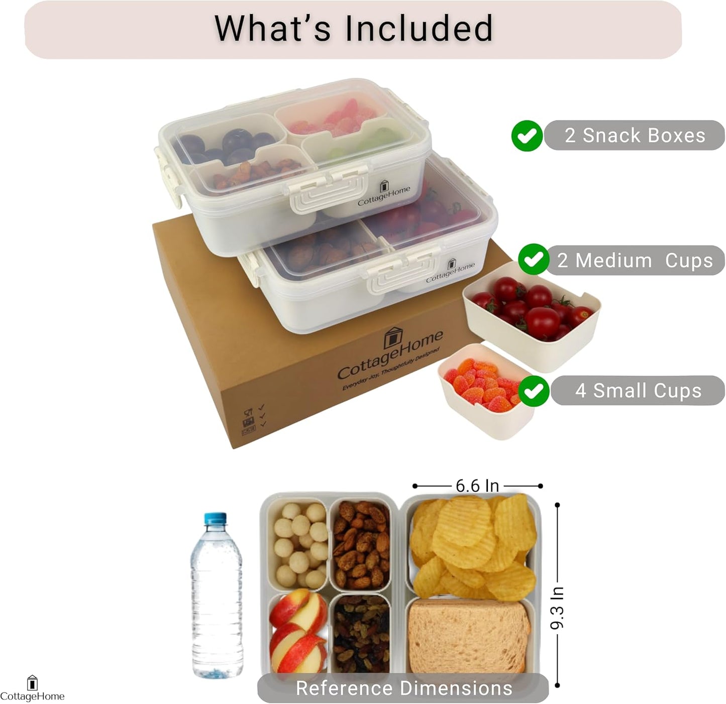 Mini Snackle Box Containers - 2-Pack Reusable Snack Containers - Dishwasher Safe - For Lunch, School, Meal Prep & Travel
