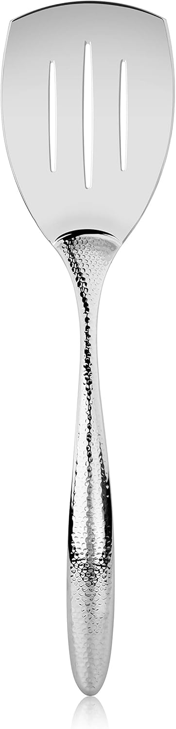 New Star Foodservice Mars Collection, Stainless Steel, Hammered Handle Slotted Spatula, 14.4-Inch, 7.2 Ounces