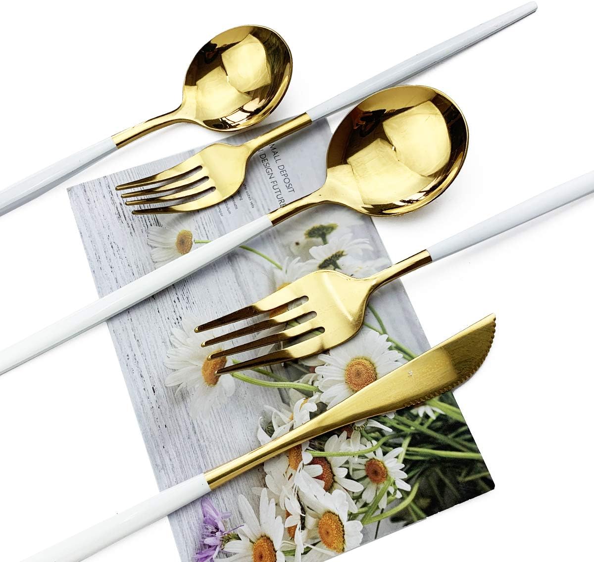 JASHII 20-Piece Stainless Steel Satin Finish Flatware Set, Mirror Polished Tableware Cutlery for Home and Restaurant, Dishwasher Safe