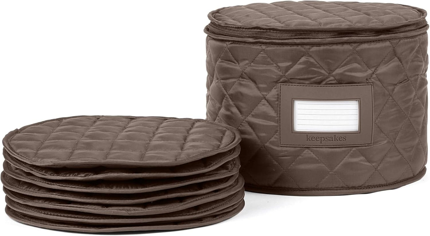 Covermates Keepsakes - Dish Storage - Padded Protection - ID Window - Stain Resistant - Machine Washable - China Storage, Bronze