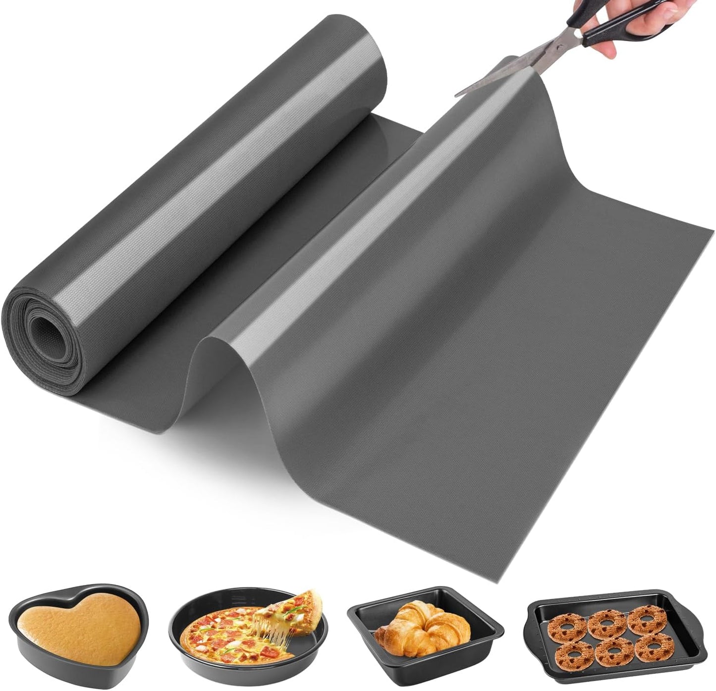 Cut to Size Silicone Baking Baking Mat Roll-Best German Silicone - Non-slip Silicone Pastry Mat, Non-Stick Reusable Air Fryer Linner, Counter Mat, Oven Liner, Freeze Dryer Mat
