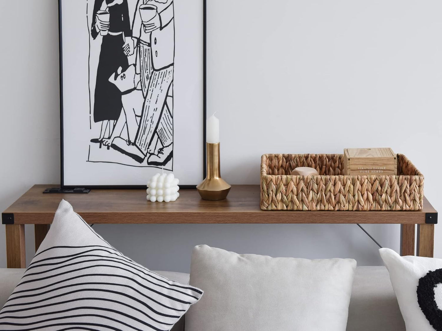 StorageWorks Large Water Hyacinth Tray for Bathroom, Wicker Storage Basket for Shelves, Handwoven Natural Hyacinth Baskets for Organizing, 2-Pack