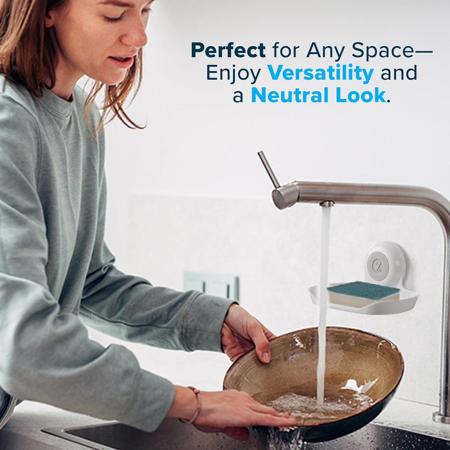 SlipX Solutions Strong Hold Soap Saver, Suction Cup Soap Holder, Must Have Universal Kitchen & Bathroom Shower Accessories, White