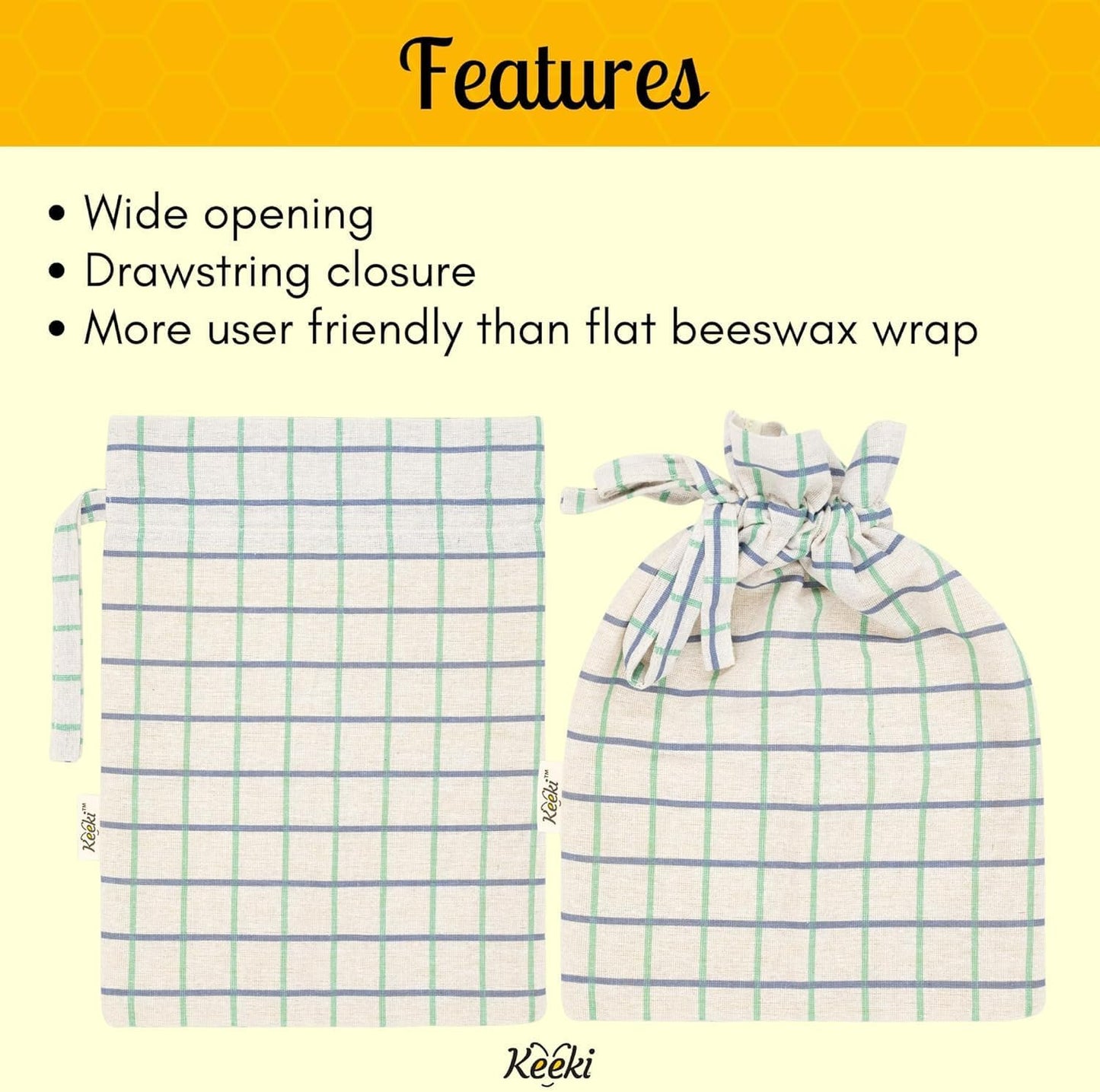 Keeki Bag - The Original Beeswax Lined Bread Bag for Homemade & Sourdough | Reusable Linen Bread Storage | Beeswax Wrap Alternative | Plastic-Free Storage w/Wide Drawstring Closure (Pink)