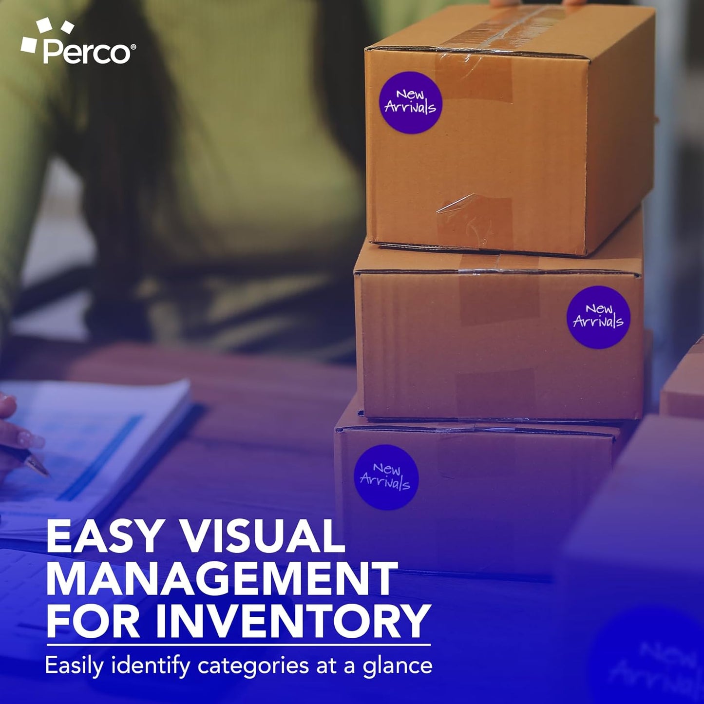 Perco Purple 3-Inch Round Circle Dot Sticker Labels - Multi-Roll Pack (3 Rolls, 500 Labels Each) - Permanent Adhesive, Vibrant Colors, Strong Hold - Perforated for Easy Use - Made in USA