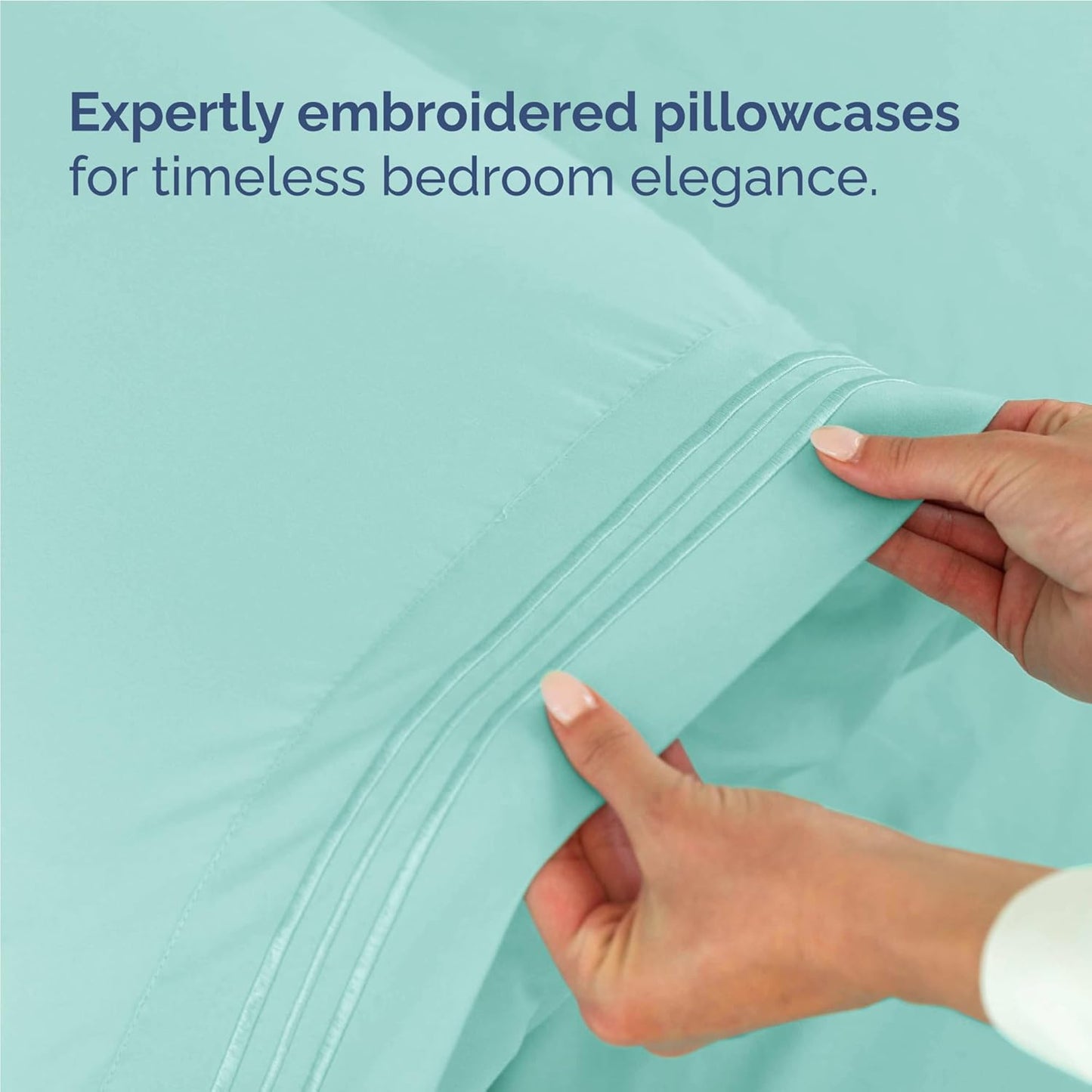 Full Size 4 Piece Sheet Set - Comfy Breathable & Cooling Bed Sheets Set - Hotel Luxury Bedding for Women, Men, Kids, Teens, Boys & Girls - Deep Pockets, Ultra-Soft, Wrinkle Free - Oeko-Tex - Spa Blue