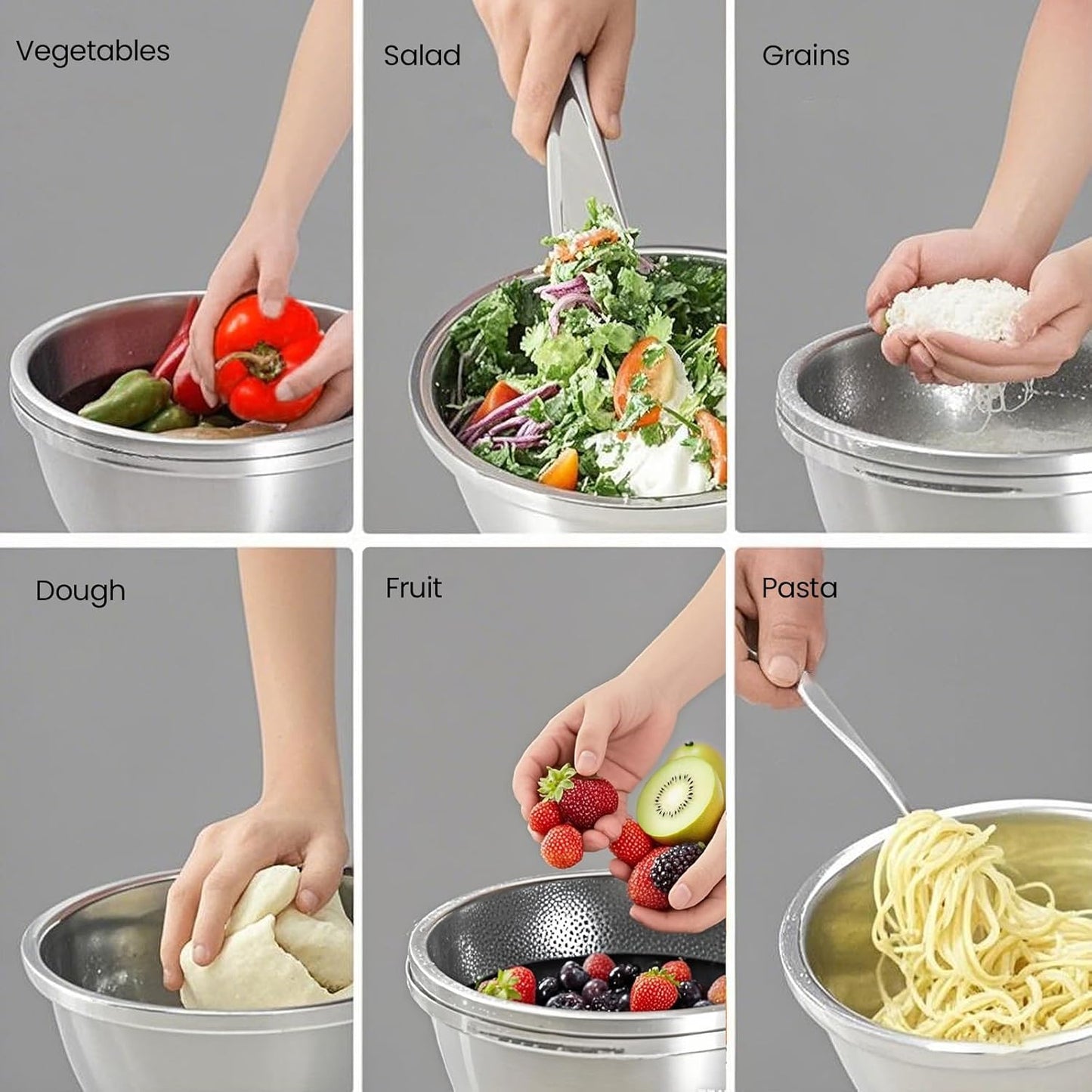 304 Stainless Steel Rice Strainer - Microporous ColanderBeans Washer Strainers And Colanders - Washing Bowl for Fruit Washing Bowl With Strainer (3.5QT)