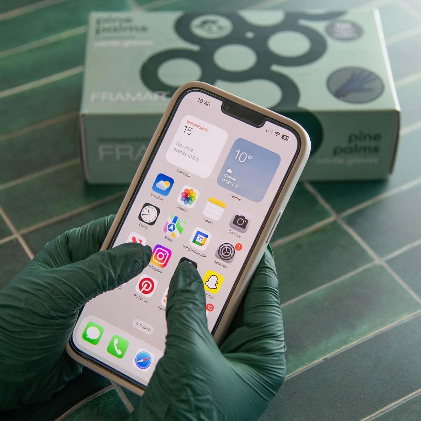 FRAMAR Green Gloves Disposable Latex Free – Heavy Duty Nitrile Gloves Medium, Disposable For Hair Dye, Cooking Glove Medium Nitrile Tattoo Glove, Guantes Desechables, Biodegradable - 100