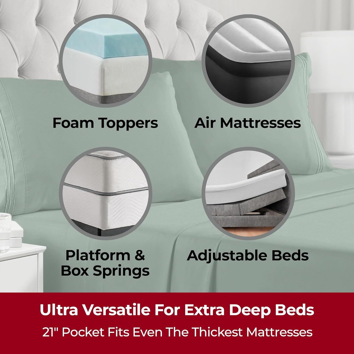 Mellanni Extra Deep Split King Sheets - 5 PC Iconic Collection Bedding - Hotel Luxury, Ultra Soft, Cooling Bed Sheets - Wrinkle, Fade, Stain Resistant (Split King, Emerald Green)