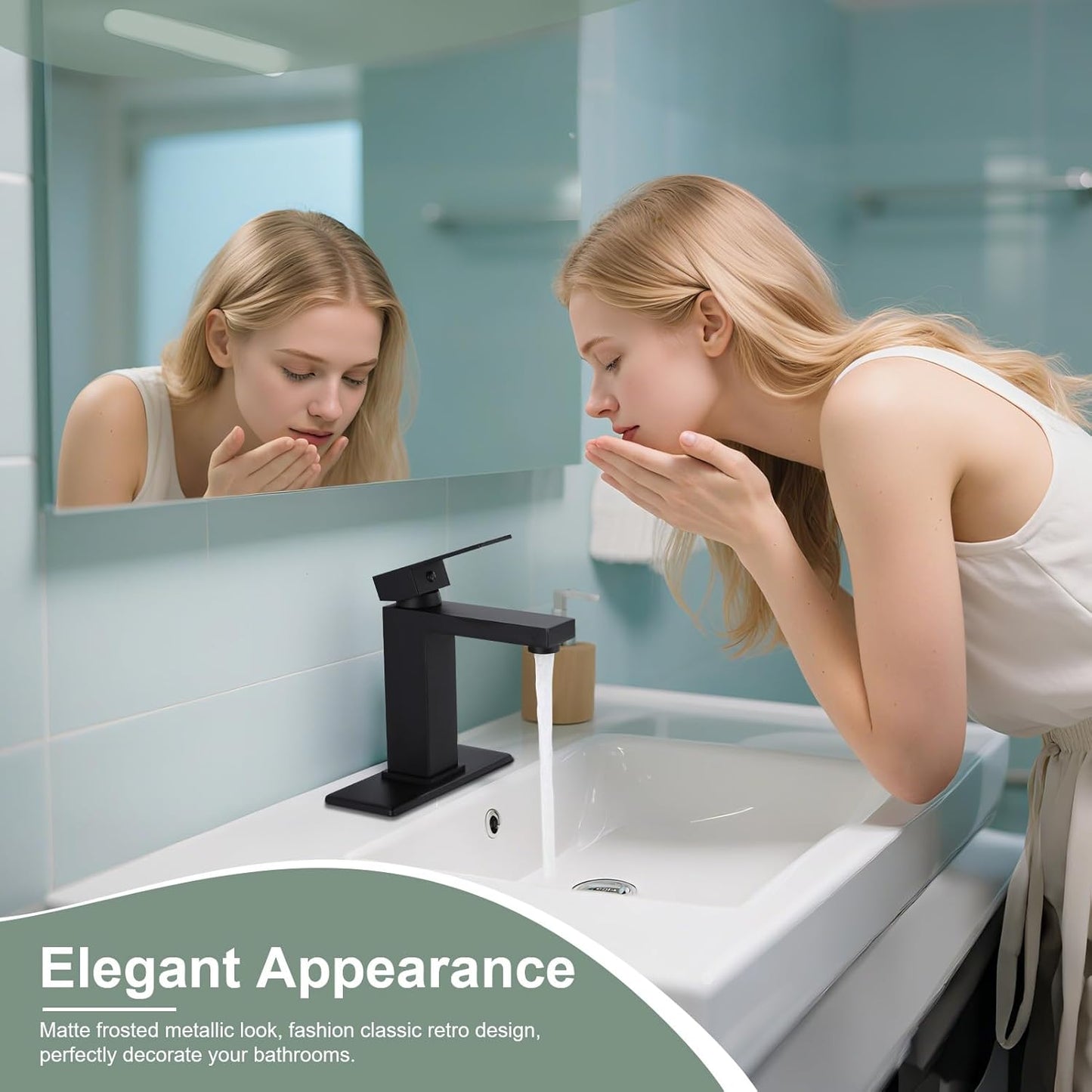 Matte Black Bathroom Faucet Single Handle Bathroom Vessel Sink Faucet 1 Hole Modern Stainless Steel Vanity Faucet for Bathroom Sink with Pop Up Drain Stopper & Water Supply Hoses