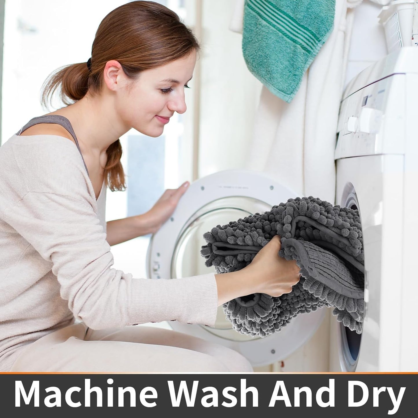 Yimobra Toilet Rug U Shaped Washable 24x20 Inch - Ultra Soft Absorbent Chenille Bath Rugs for Toilet, Quick Dry & Machine Washable, Non Slip Contour Bathroom Mat, Dark Gray