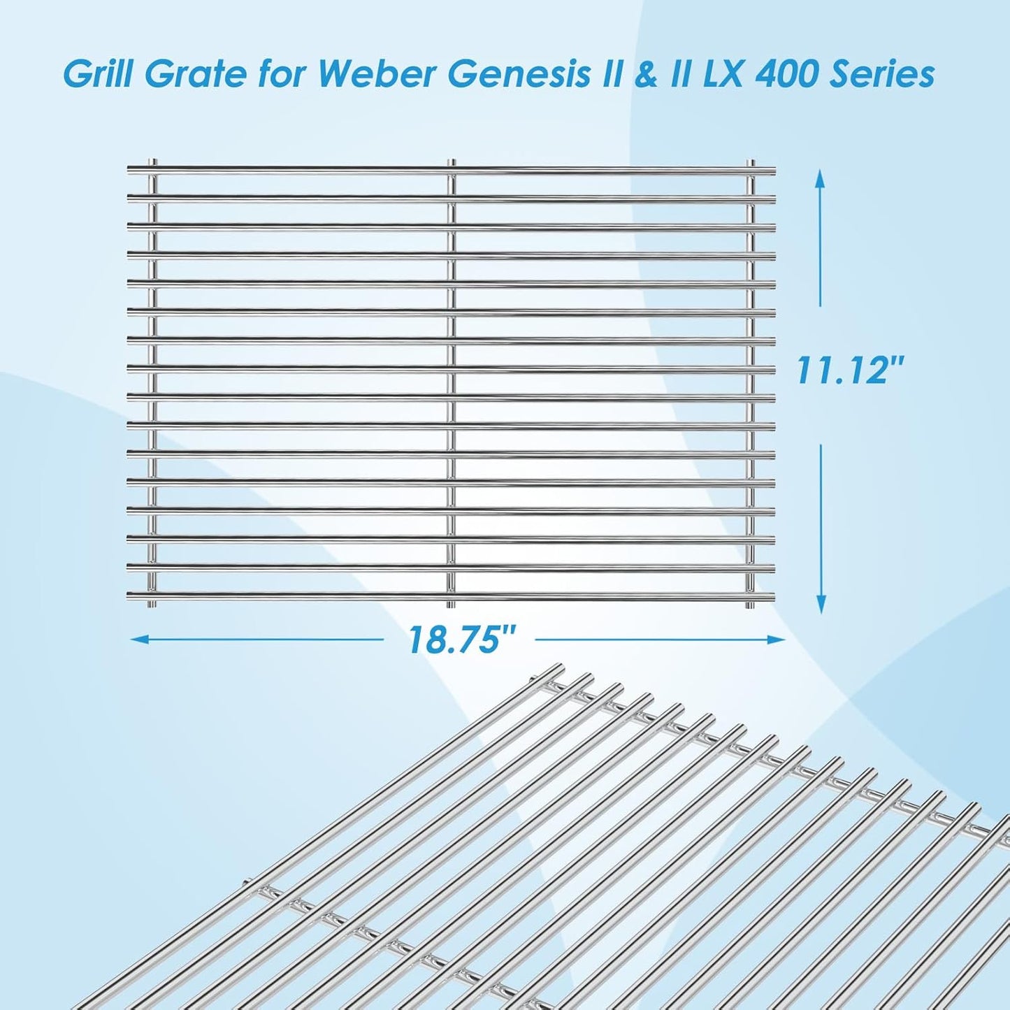 66089 18.75" Grill Grates for Weber GS4 Genesis II 400 & Genesis II LX 400 Series (2017 and Newer), Weber Genesis 2 Grill Parts for Genesis II E-410 Grill Grates Parts for Weber 66097