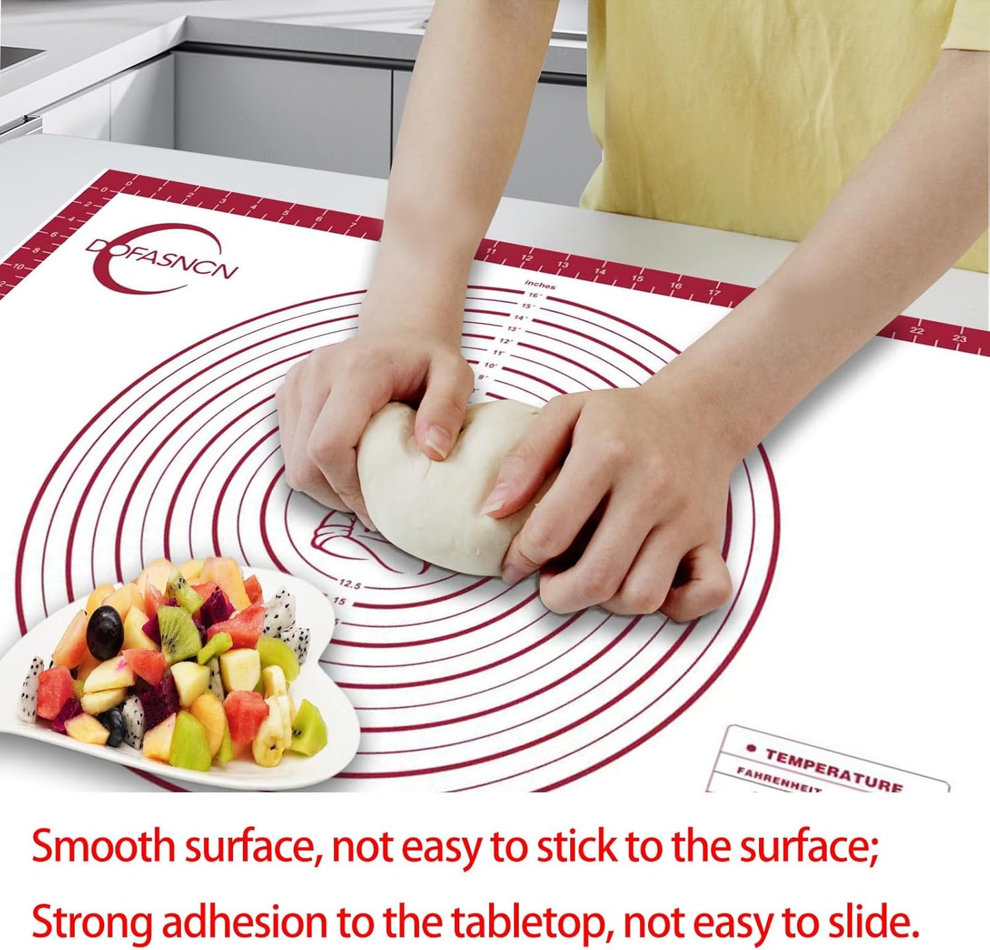 Large Silicone Pastry Mat for Rolling Dough Non Slip Non Stick Silicone Mats for Kitchen Counter 28x20"Red