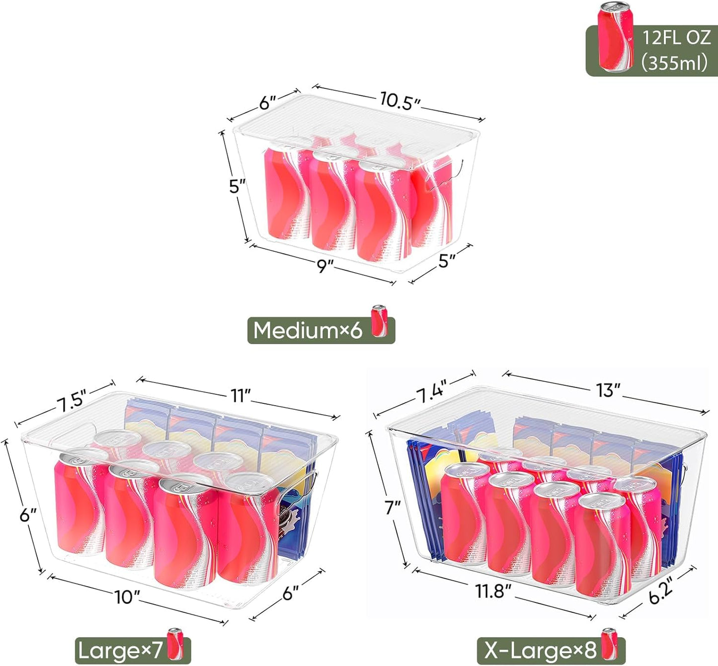 BALEINE Clear Stackable Storage Bins with Lids, Plastic Containers with Handle for Pantry Organizers and Storage, Plastic Bins for Fridge, Kitchen, Bathroom, Cabinet (10x6x5, 6PK)