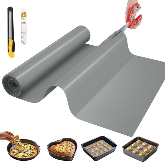 Silicone Baking Mat, 24 IN x 6 FT Free Cutting Baking Sheet,Non-Stick Reusable Dough & Pastry Mat,Non-Slip Silicone Mat Roll for Air Fryer Liner,Freeze Dryer,Oven Baking Pan,Kitchen Counter