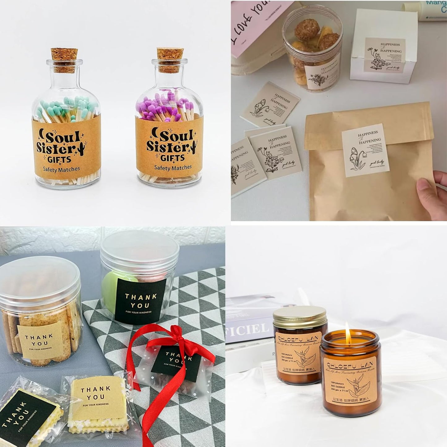 Custom Stickers Personalized Square Kraft Paper Sticker Customizable Floral Wreath Labels, Stickers for Mason Jars, Wedding Favors, Gift Tags, Party Packaging (Style 1)