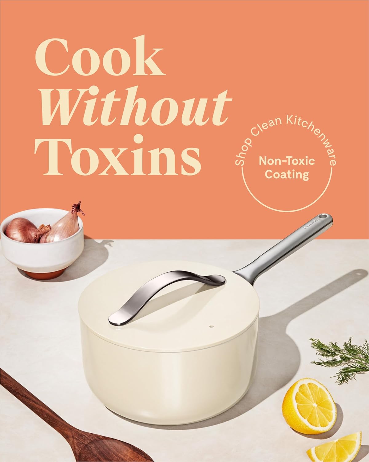 Caraway Nonstick Ceramic Sauce Pan with Lid (3 qt) - Non Toxic, PTFE & PFOA Free - Oven Safe & Compatible with All Stovetops (Gas, Electric & Induction) - Black
