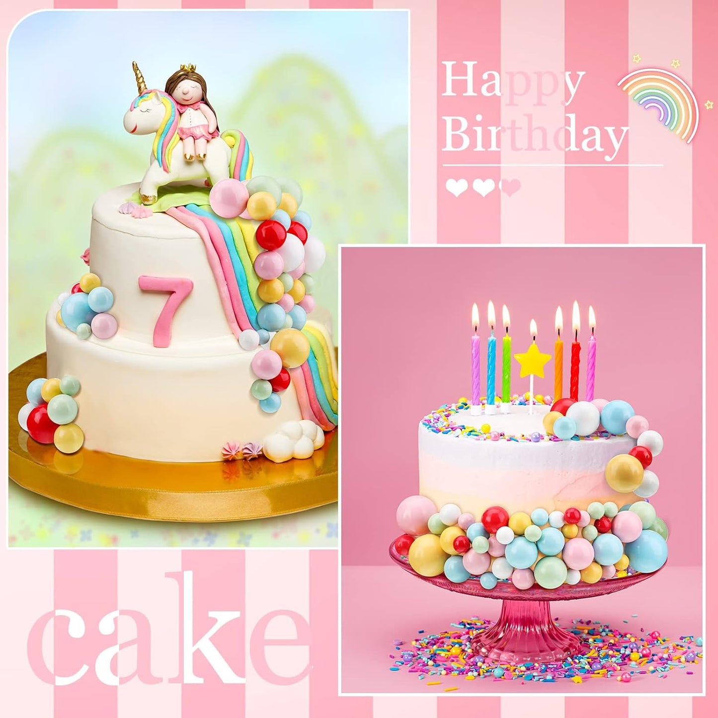 108 Pcs Balls Cake Topper DIY Cupcake Insert Foam Balloons for Cake Baking Wedding Anniversary Birthday Decoration(Pastel Colors,Multi Sizes)