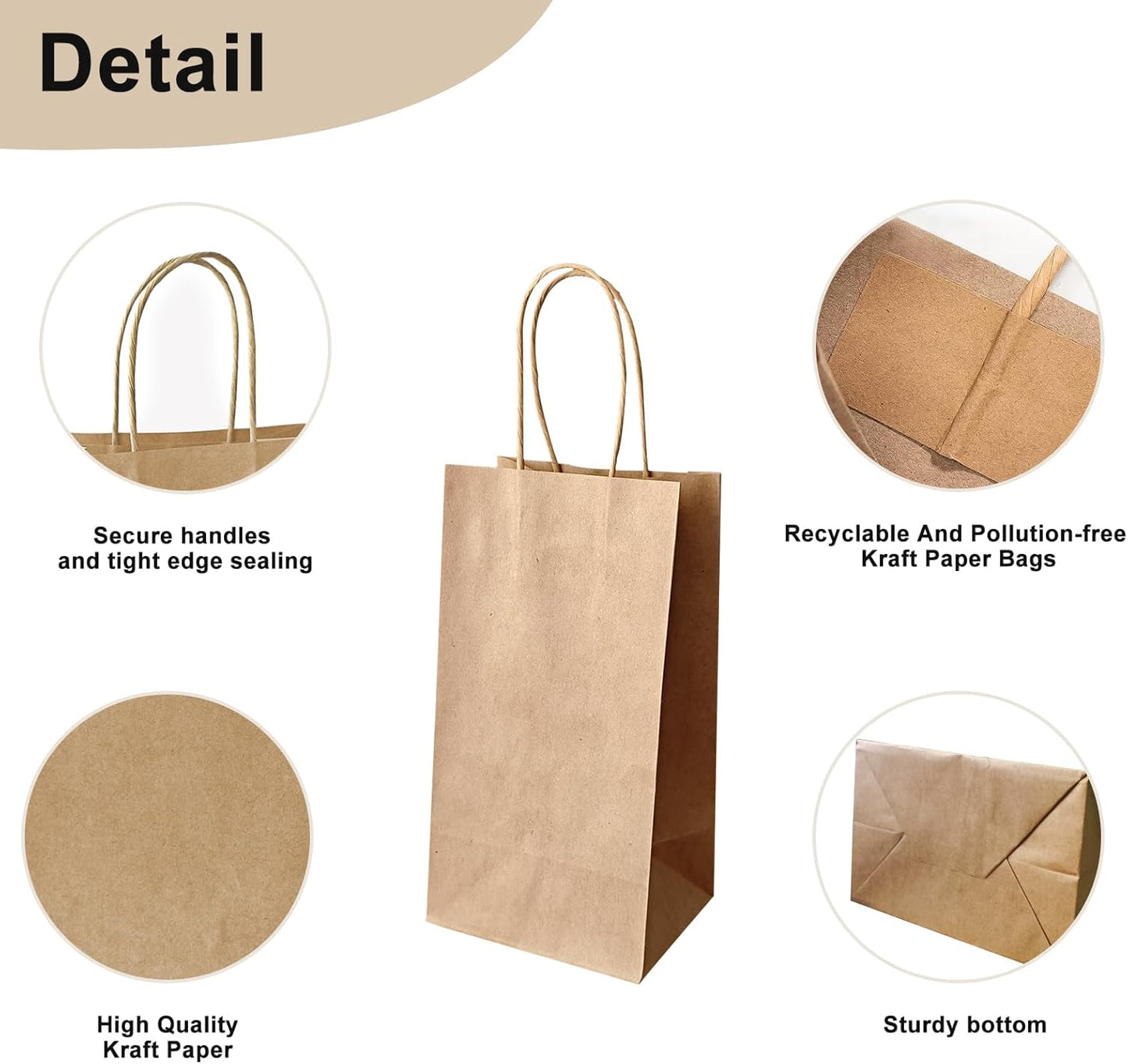 Take-Out Paper Bags And One Drink Paper Trays 100 Pack One Cup Carrier Tray Coffee Cup Holder Disposable Cup Holder Tray,Brown Baper Bags With Handles Bulk (One-cup size)