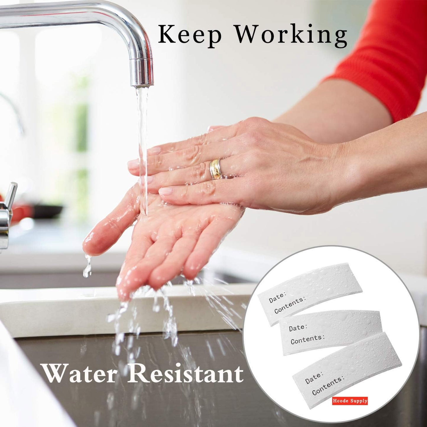 Hcode 2 x 3'' Self-Adhesive Removable Freezer Food Labels- Easy Clean Leaves No Residue- Cooler Food Storage Freezer Stickers Plastic Paper Perfect for Reusable Containers 300 Stickers