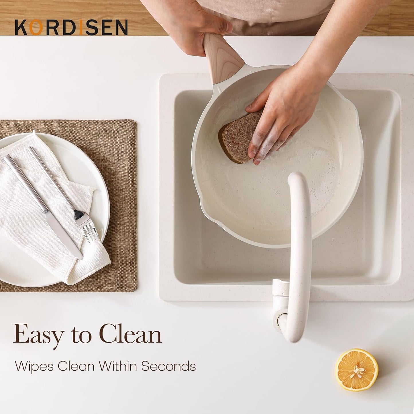 Ceramic Non Stick Frying Pans Skillet, 9.5 Inch Ceramic Frying Pan Nonstick for Cooking Non Toxic, Healthy Induction Cookware, Heat Resistant Handle, PFOA & PFAS Free