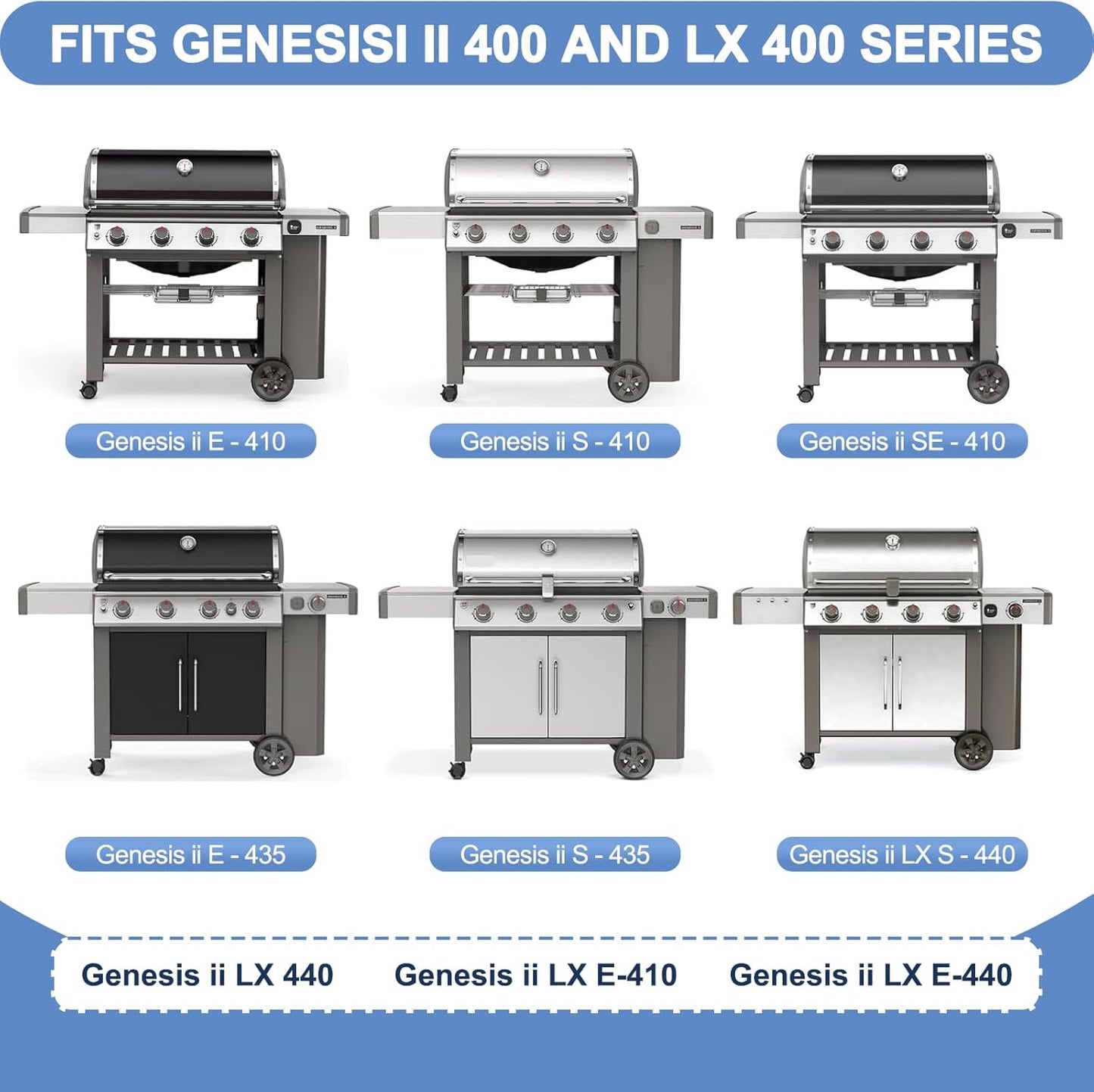 66097 Grill Grates with Grill 66041 66796 Flavorizer Bars Heat Deflectors for Weber Genesis II Grill Parts, E-410, S-410, Genesis II LX E-440, S-440,Porcelain Heat Plate Deflectors