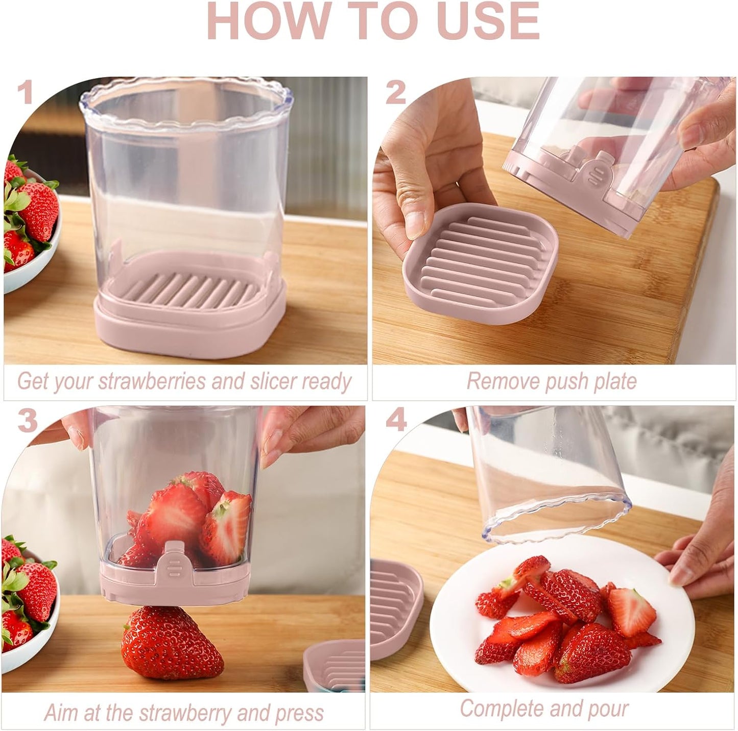 Fruit Slicer Cup: Strawberry Slicer, Strawberries Cutter Cup, Speed Cutter for Banana Grape Egg Kitchen Portable Slicing Tool(Pink)