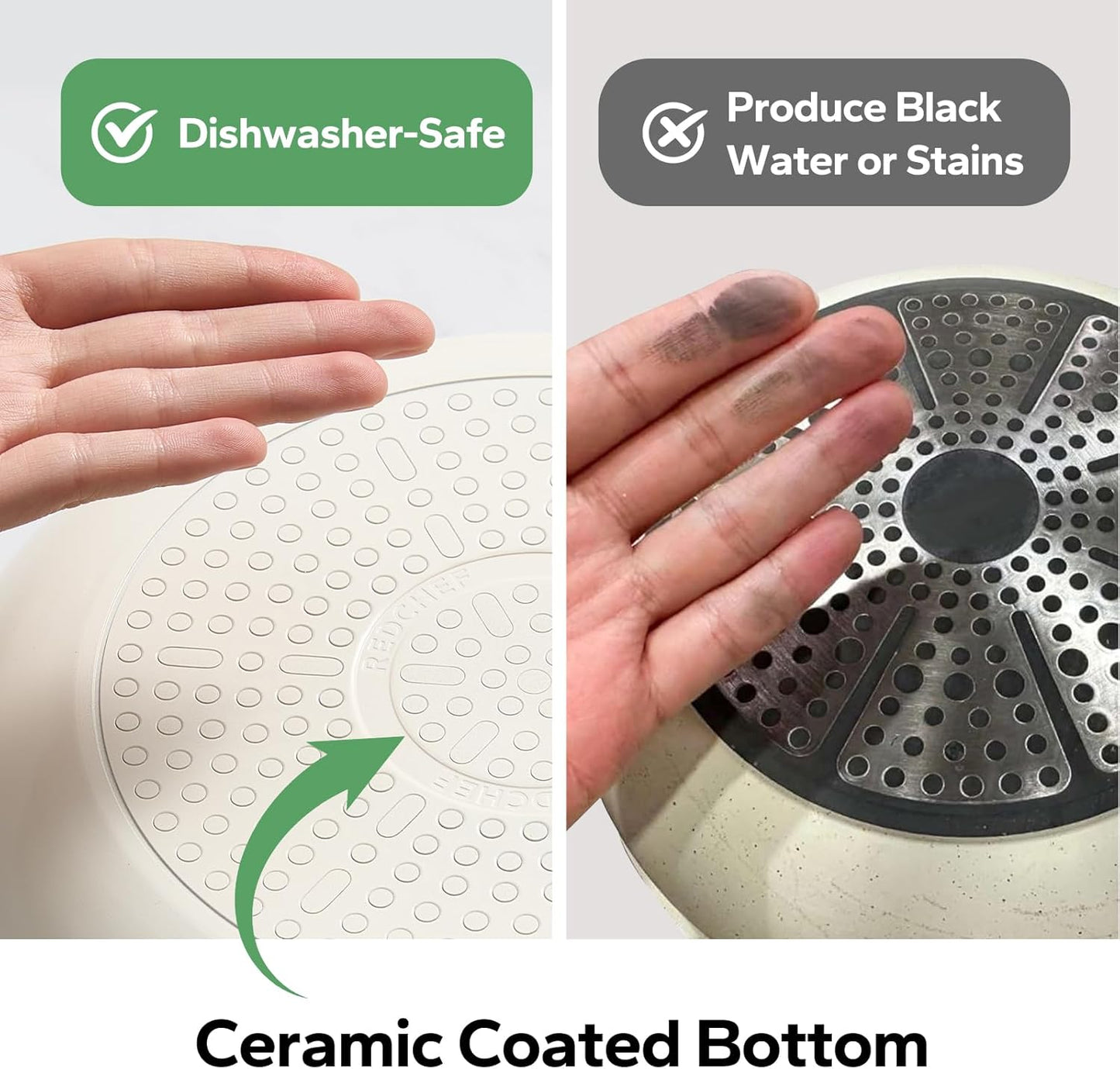 Redchef Nonstick Frying Pan Skillet, Ceramic Non-Stick Saute Pans, 9.5 inch Cooking Fry Pan with Stay Cool Handle, All Stovetops (Gas, Electric & Induction), Dishwasher/Oven Safe, PFAS-Free, Non Toxic