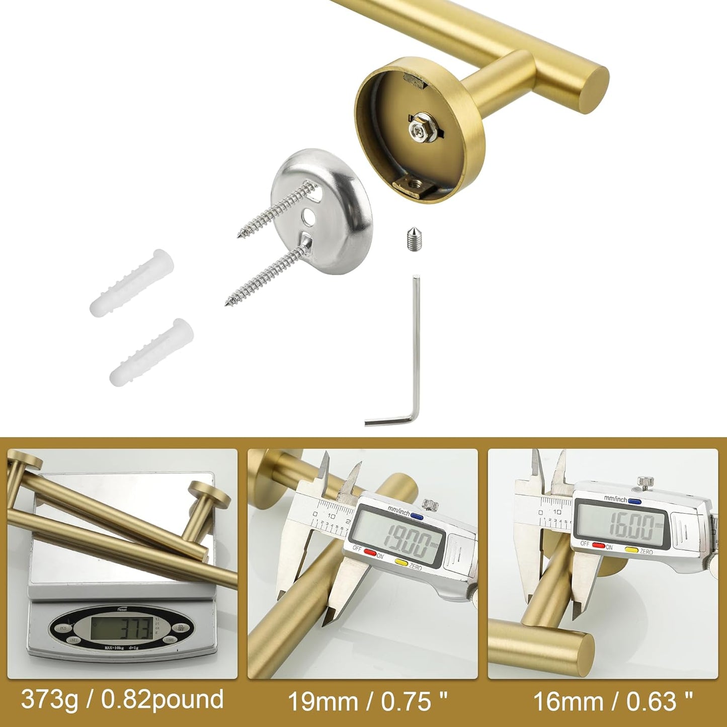 SAYAYO Towel Racks for Bathroom, 31.5 Inch Towel Bar Brushed Gold, Towel Rod Wall Mount, SUS304 Stainless Steel Towel Holder (29 Inch Total Length)