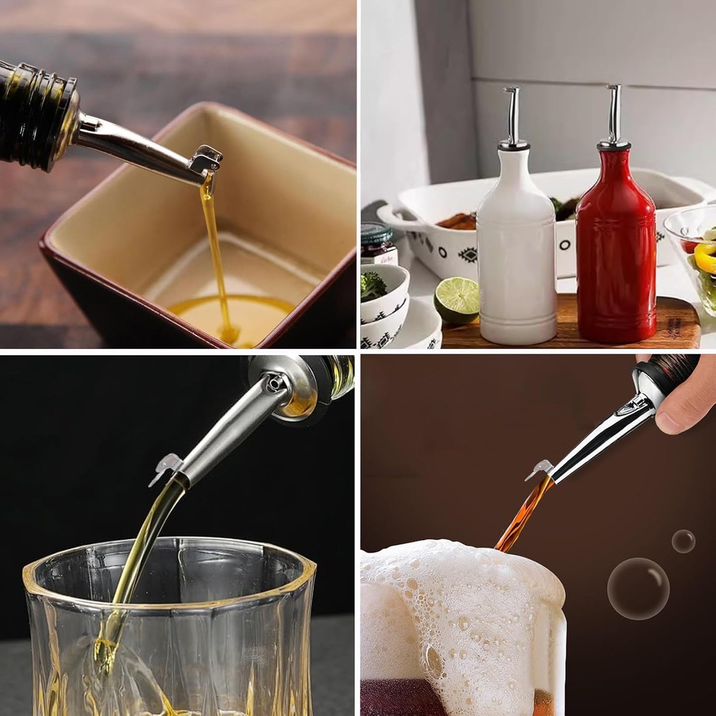 12 Pack Oil Pourers with Flip Top, Olive Oil Dispenser Spout, Speed Pour Spouts for 3/4" Bottle Mouth