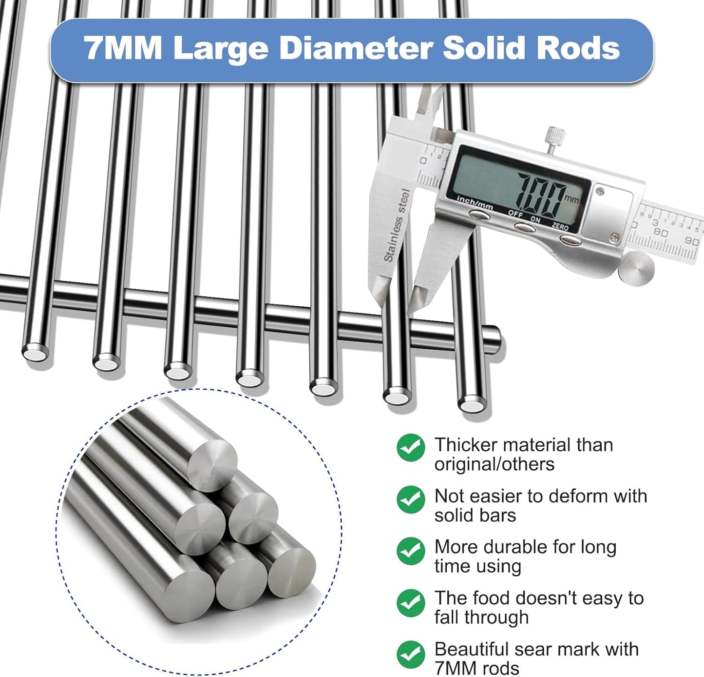 Stainless Steel Grill Grates with 66032 Flavorizer Bars for Weber Genesis II Grill Parts GS4,66095 Cooking Grates 66795 Heat Deflector Replacement Parts for Weber Genesis ii E-310 E-315 S-335