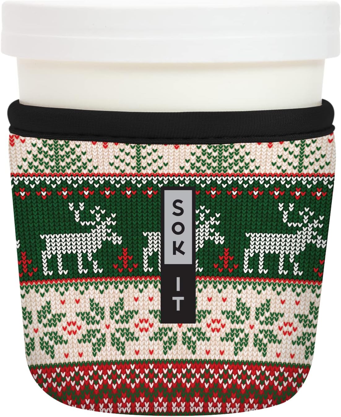 Sok It IceCreamSok Insulated Neoprene Cover (Holiday Sweater, Tapered Ice Cream Pints)