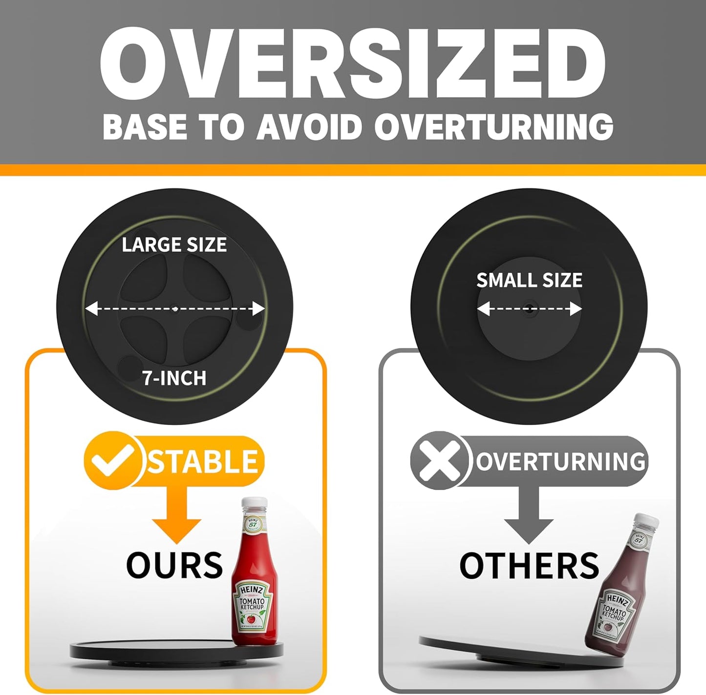 Lazy Susan Organizer Homerays 9 Inch Non-Skid Bamboo Lazy Susan for Kitchen Rotating Spice Rack for Kitchen Cabinet, Wood Turntable for Kitchen Countertop Organizer Black