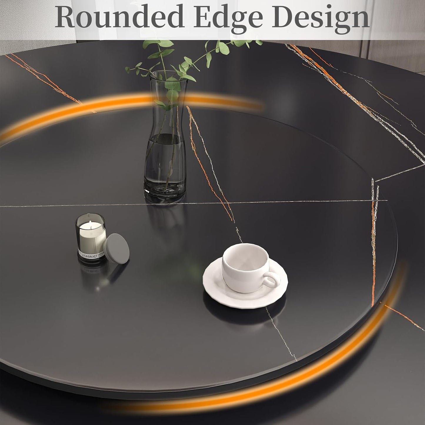 23.6" Lazy Susan for Table Top Sintered Stone Rotating Serving Tray for Dining Table, Kitchen Lazy Susan Organizer Spinning Rotating Food Server Party Centerpieces