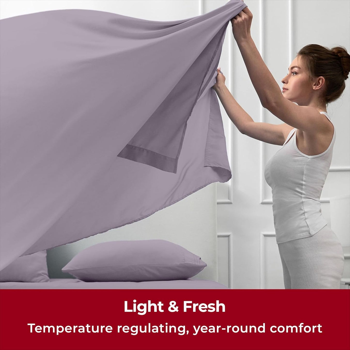 Mellanni Twin Sheets Set - 3 PC Iconic Collection Bedding - Hotel Luxury, Extra Soft, Cooling Bed Sheets - Wrinkle, Fade, Stain Resistant (Twin, Hazy Lilac)