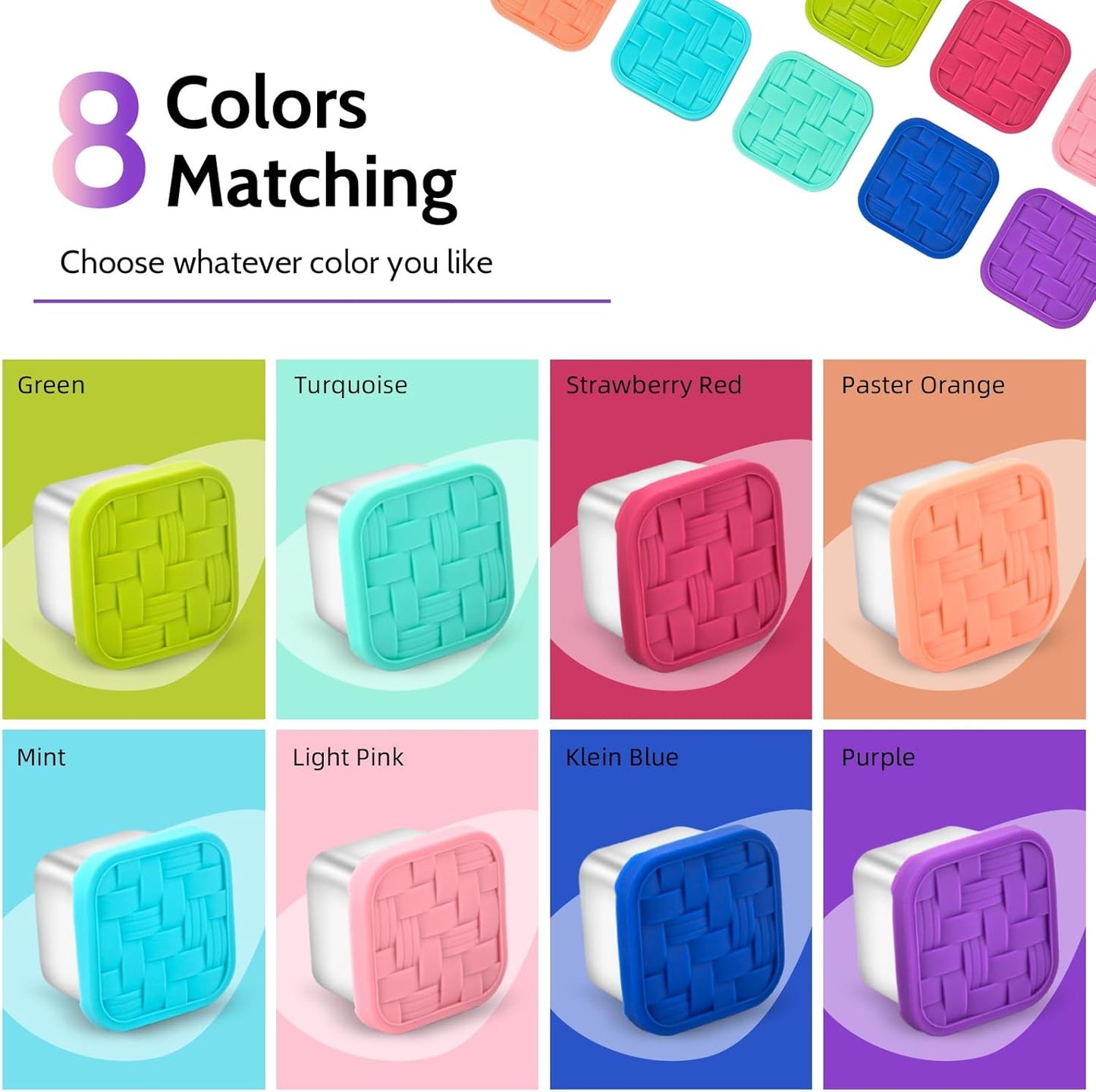 8PC 6oz Stainless Steel Snack Containers with lids, BPA-Free Metal Kids Snack Cups with Fork and Spoon, Leakproof Lunch Box Containers，Resuable Baby Food Storage Bowl