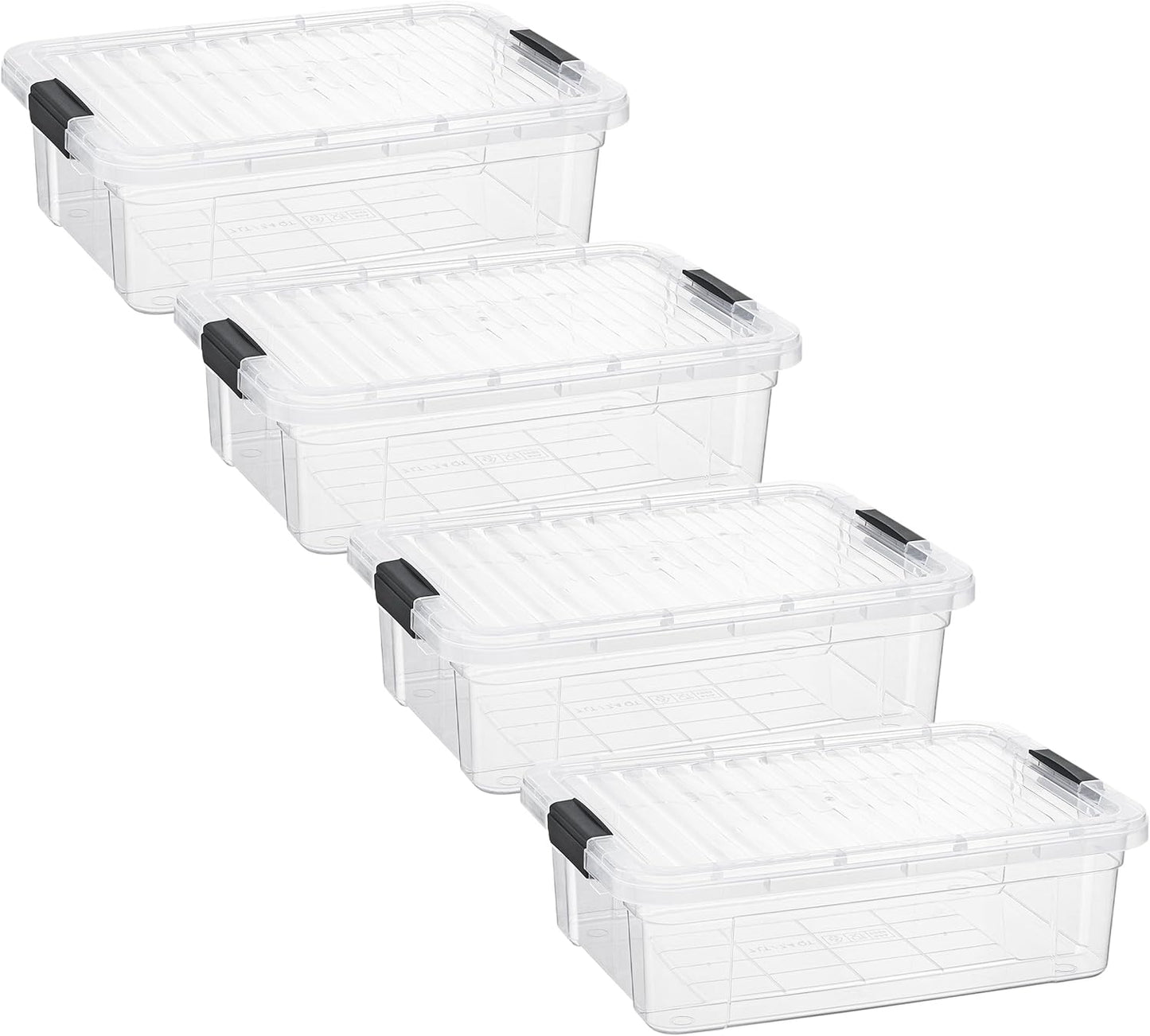 Superio Storage Bins with Lids- 4 Pack, 7.4 Qt Clear Boxes for Organizing, Stackable Plastic Containers- BPA Free, Non-Toxic, Odor Free, Organizer for Home, Office, Dorm