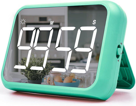 4-inch Timers for Kids, Large Magnetic Digital Kitchen timers with Constant Bright Function for Classroom, Silent Timer for Students and Teachers (1, Green)