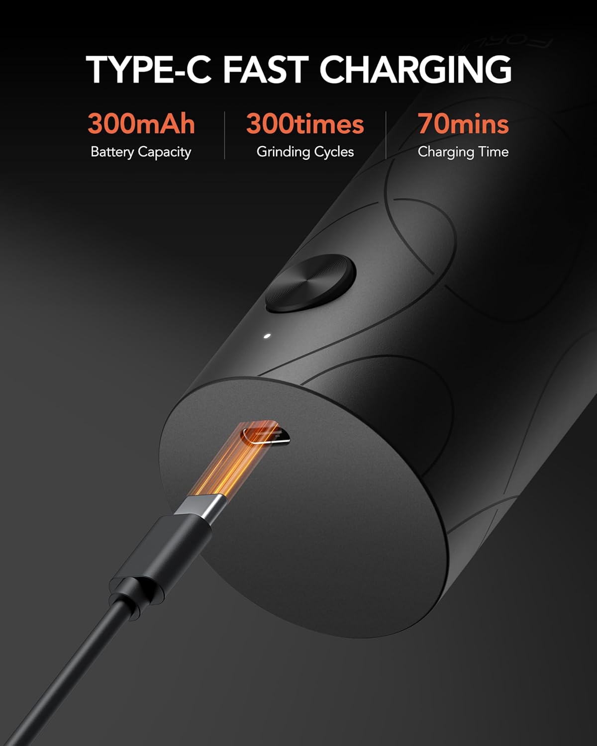 FORLIM Electric Salt and Pepper Grinder Set, USB Rechargeable, Automatic Salt Pepper Mill Grinder with Dust Cover, One-Button Control, Adjustable Coarseness, Warm LED Light (2 Packs, Black)