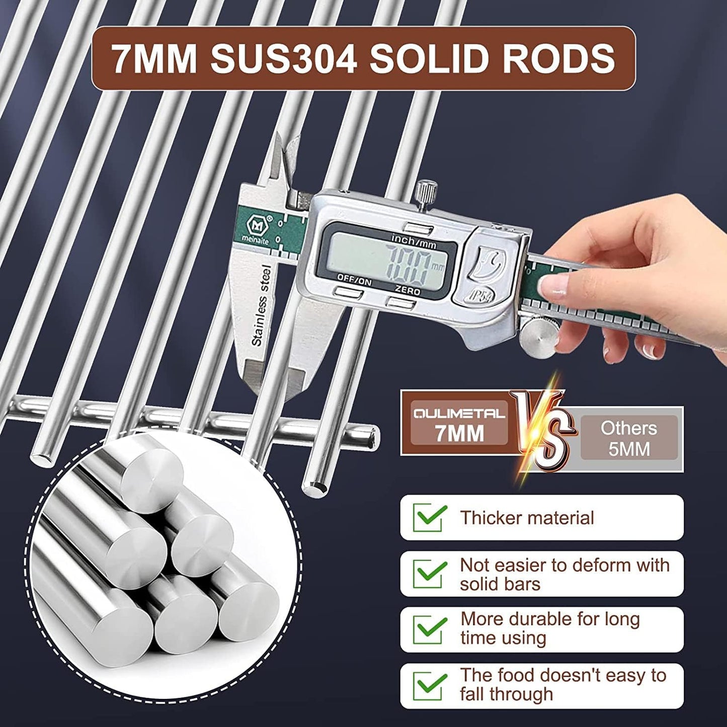 QuliMetal SUS304 Grill Grates for Weber Spirit 300 and GS4 Spirit II 300 Series, Spirit 700, Genesis Silver B & C, Genesis Gold B & C, Genesis Platinum B & C, Genesis 1000-3500