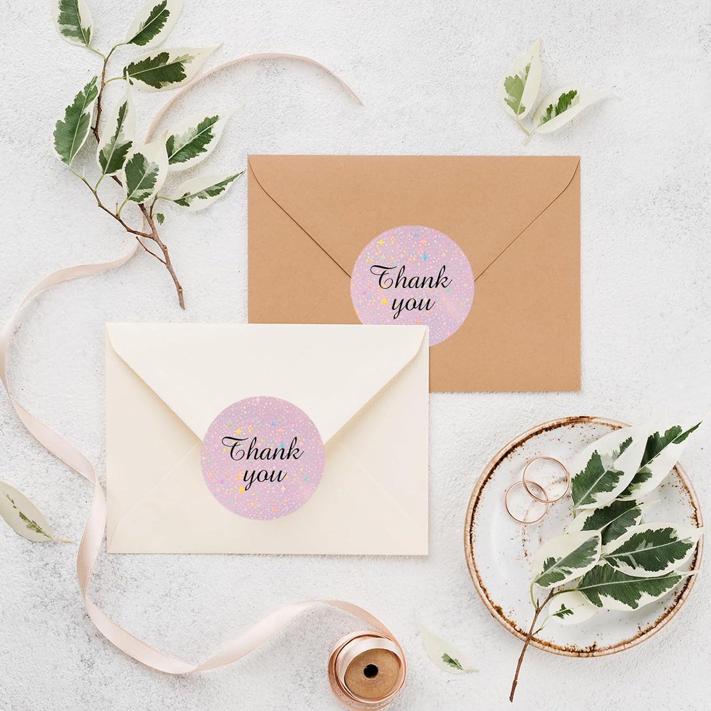 2''Holographic Thermal Label,Round Self-Adhesive Direct Thermal Label,Thermal Stickers for DIY Logo Design,Name Tag (300/Roll Pink Starry Sky