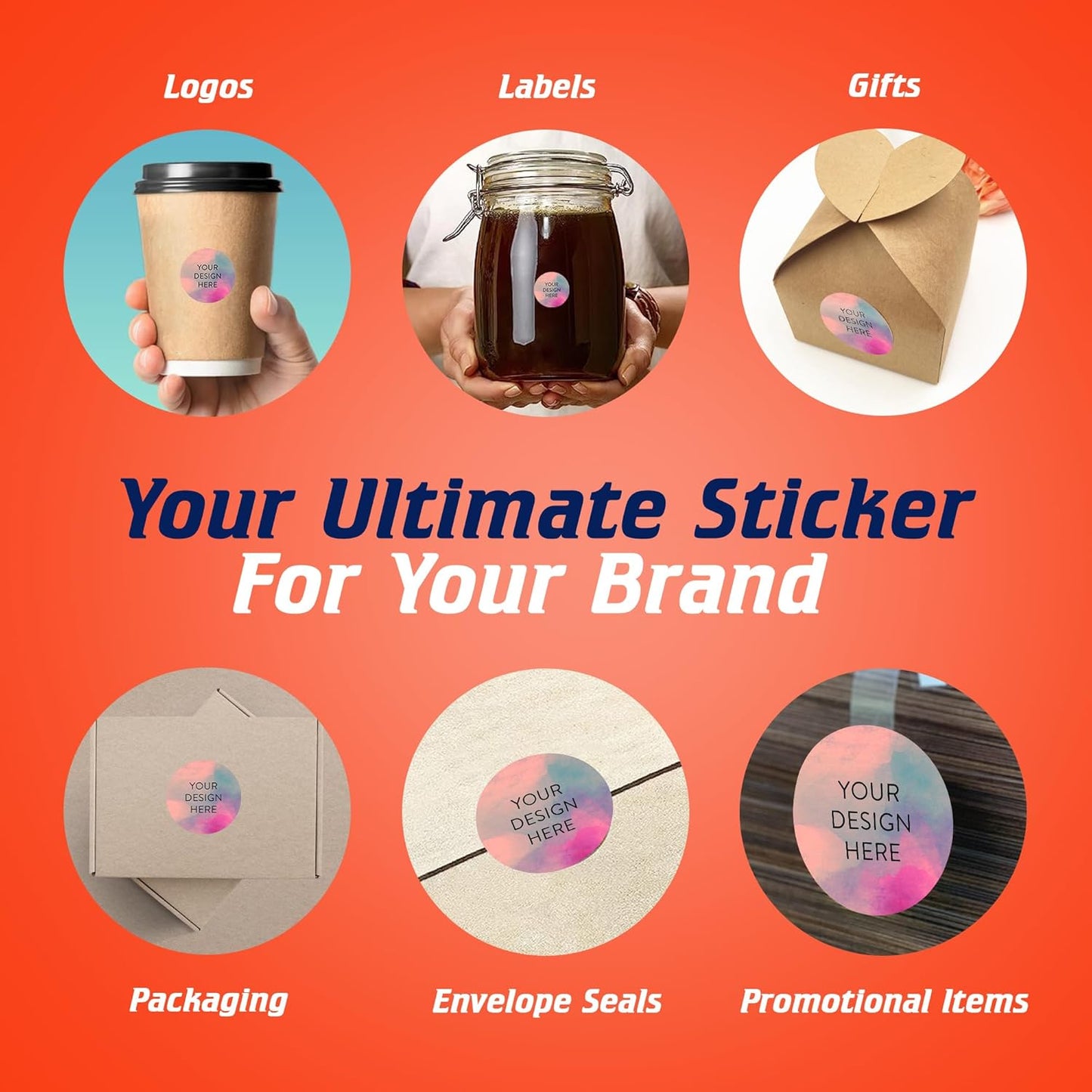 100 Custom Vinyl Stickers - Upload Your own Image, Text, Design, Logo - Personalized Logo Labels for Handmade, Packaging, Bottle, Jars, Candle, Brand Stickers (Rose, 1x1)