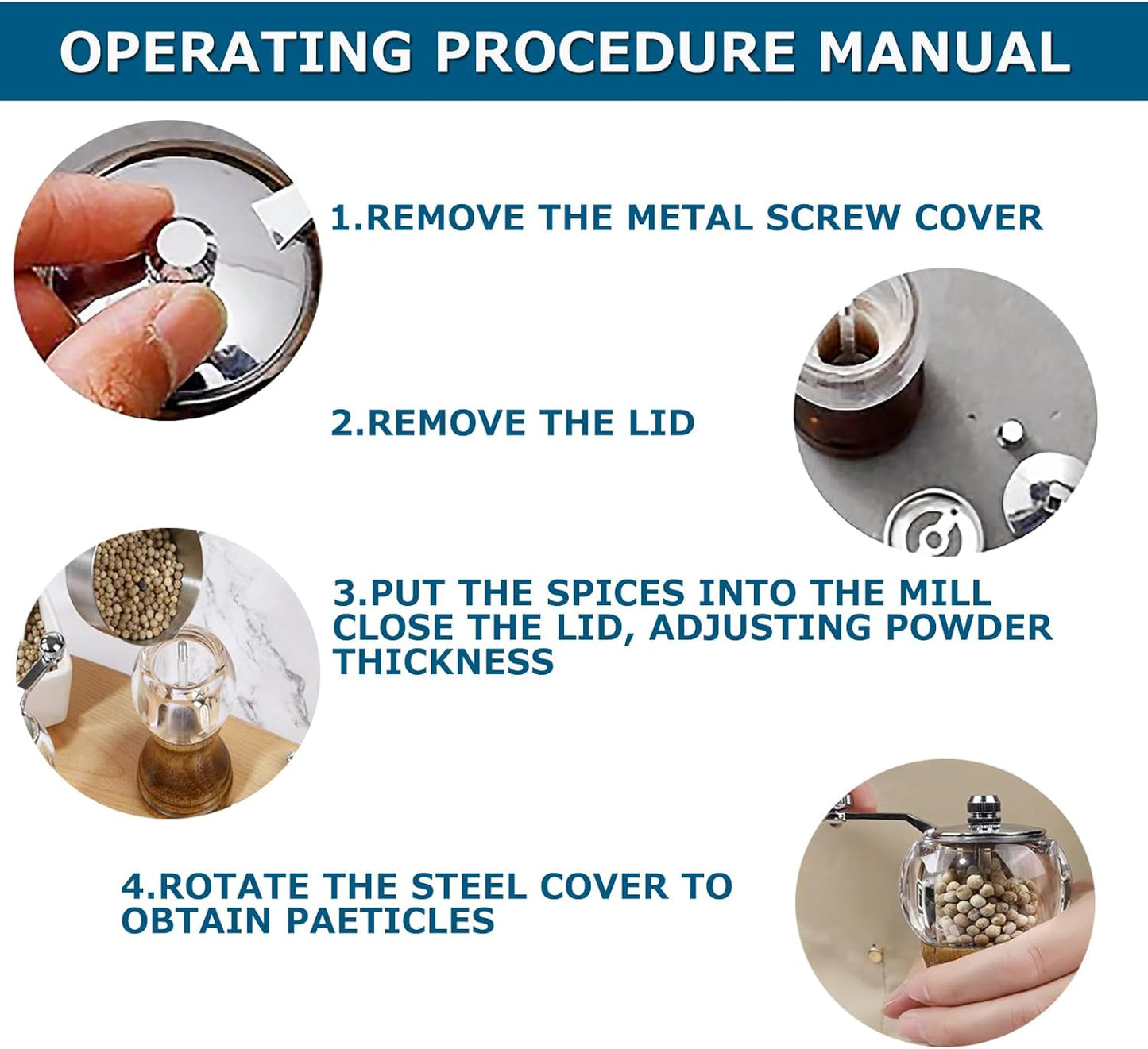 Salt and Pepper Mill Manual Pepper Grinder Set, Classical Hand Shake Wooden Pepper Mills Set Ceramic Core Grinding Metal Handle, 6in Two tone combination set Enjoy Fresh Ground Pepper Sea Salt