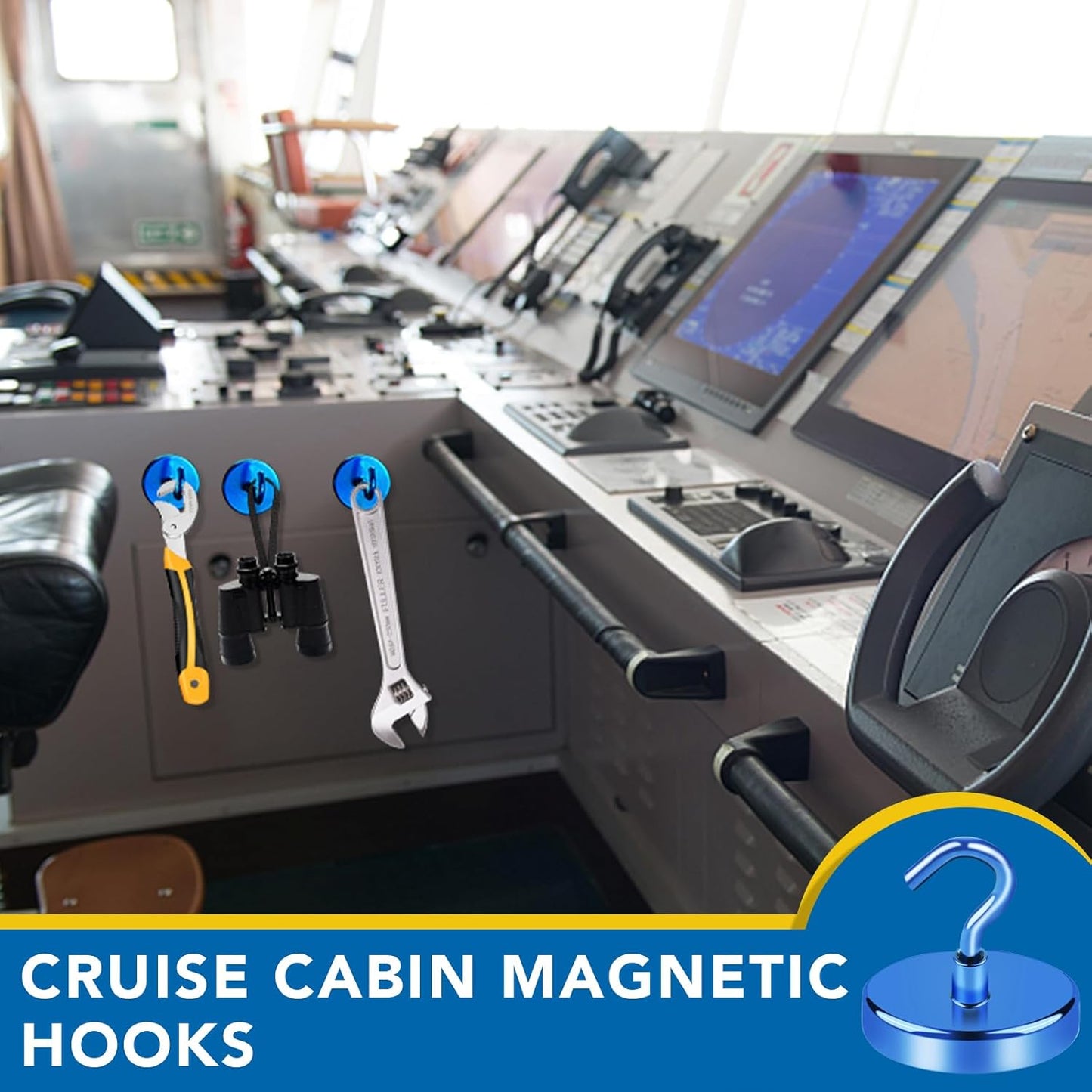 LOVIMAG Cruise Ship Essentials - 150Lbs Heavy Duty Magnetic Hooks, Blue, 12 Pack