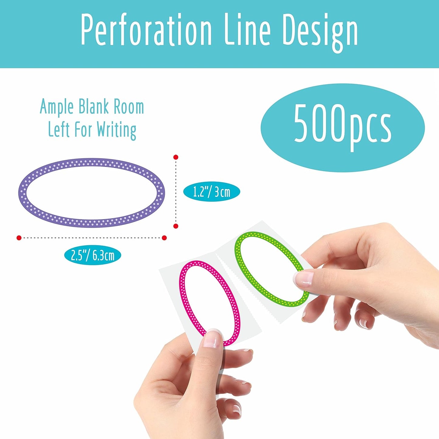 500 Removable Freezer Pantry Canning Labels, 8 Colorful Polka Borders, Water Oil Resistant with Perforation Line for Food Containers Jars Kitchen Restaurant Storage Organization