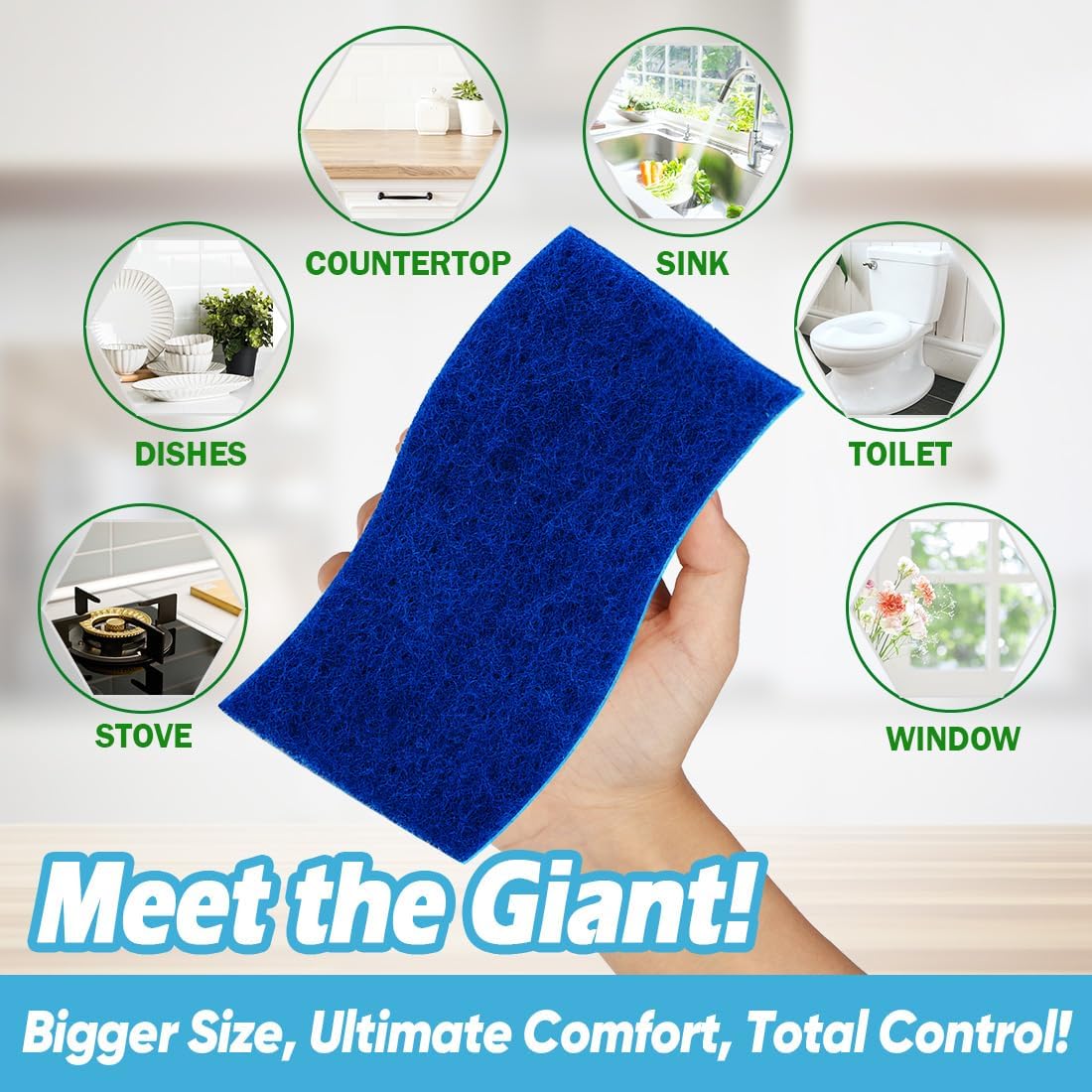 AIDEA XL Scrub Sponges Non-Scratch 6Count, Extra Large Sponges Kitchen, Sponge for Dishes, Cleans Fast Without Scratching Safe for Non-Stick Cookware, Cleaning Power for Kitchen, House